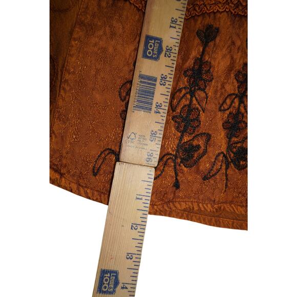 Speed Limit MPH Boho Embroidered Patchwork Maxi Skirt Rust Orange Size XL - Picture 6 of 7